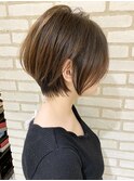 耳かけ/ショートボブ/フォギーベージュ/ウェーブパーマ【江角】