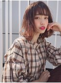 大人かわいい/レイヤーロング/グレーベージュ/前髪パーマ/錦糸町