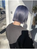 くすみblue/ブルーカラー/ボブ/ハイトーン