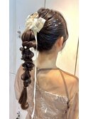 結婚式お呼ばれ編みおろし／ヘアセット/カチモリ/アレンジ