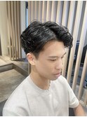 Haleニュアンスパーマビジネスマンフェザーパーマブルーブラック