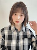 くびれボブ大人かわいいベージュインナーカラーグレージュ