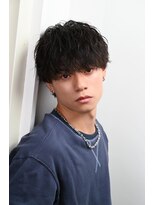 ネイビー(NAVY)&nbsp;無造作 シャドウパーマ  メンズマッシュ