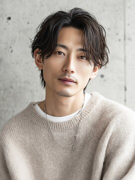 カットもパーマもイケメンパラダイス Men's天王寺 大人ニュアンスセンターパート