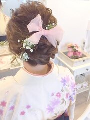 【着物ヘア】袴とゆめかわアップ♪　ヘアセット