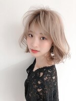 エレノア トーキョー 恵比寿(ELEANOAH TOKYO)&nbsp;薄めバング韓国ボブ大人かわいいココアブラウンフリンジウェーブ
