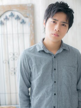 メンズヘア ビーセカンド 草加店(MENS HAIR B-2) ワイルドアップバング★黒髪ミニウルフK