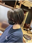丸みショート/前髪/顔周りカット/濱崎優/透明感カラー