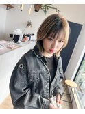 ダブルカラーローライトボブ顔周りレイヤーカット