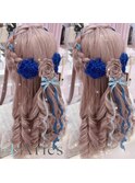 お花ハーフアップ
