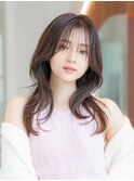 韓国風レイヤーカット髪質改善ダブルカラーミルクティーベージュ