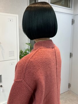 トレヘアー 京都 烏丸(tRe hair) タンバルモリ/ ブルーブラック / ボブ / 艶カラー