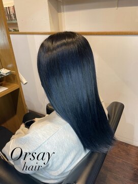 美容室オルセー ネイビーブラックハイライトカラー