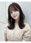 小顔ミディアムレイヤー/簡単外ハネくびれ巻き/似合わせ薄め前髪