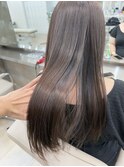 韓国顔まわりレイヤーカットグレージュオリーブベージュブラウン