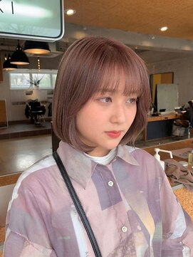 顔まわりカット/レイヤーカット/ショート/ボブ/ピンクベージュ