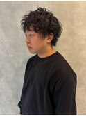 メンズツーブロックメンズパーマ波巻きツイストスパイラル