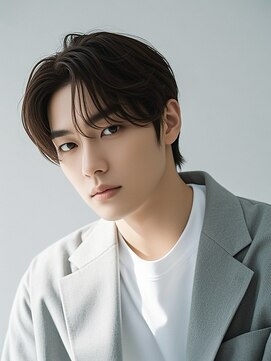 エイチ メンズ(H) ラウンドマッシュオールバック波巻きパーマソフトモヒカン坊主