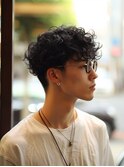 ミルクティーブロンドダークブルーデジタルパーマ