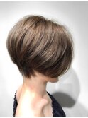 【前下がりボブ】グレーアッシュ前下がりボブ