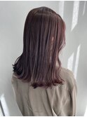 毛先パーマ前髪大人かわいいココアブラウンフリンジウェーブ