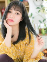 カバーヘア ブリス 志木南口駅前店(COVER HAIR bliss)&nbsp;黒髪ネイビーグレー内巻きエアストレートa志木20代30代40代