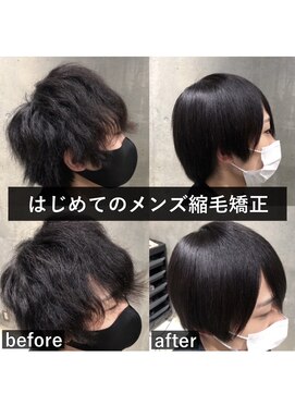 エノア 銀座(ENORE) メンズ縮毛矯正でくせ毛改善！自然なストレートマッシュスタイル