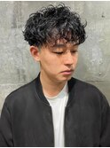 無造作ナチュラルランダムパーマ×黒髪爽やかメンズショート