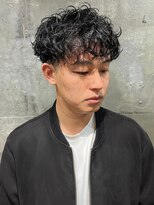 アルフレッド 瑞穂店(alfRed)&nbsp;無造作ナチュラルランダムパーマ×黒髪爽やかメンズショート