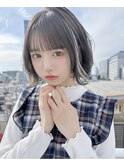 ボブシースルーぱっつんぱっつん前髪おくれ毛ロブミディアム