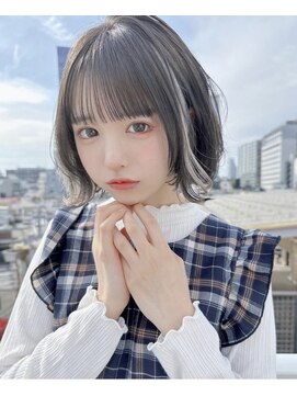 カシュカシュ 表参道(cache cache) ボブシースルーぱっつんぱっつん前髪おくれ毛ロブミディアム