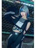 ブルー×ホワイトミディアムウルフ