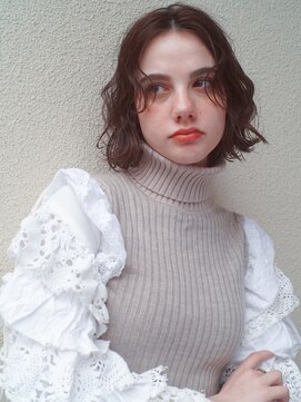 レジュアル(RESSUAL) 黒髪ボブルフネビージュ小顔ヘアワンレン