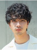 渋谷メンズマッシュウルフカット波巻きパーマシャドウパーマ