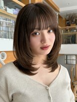 バイオレット 表参道店(Violet)&nbsp;小顔見せくびれミディアムレイヤーダークブラウンTK-63