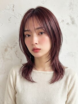 カバーヘアアンドスパ ブリス 浦和(COVER HAIR&SPA bliss) 夏カラーブリーチなしピンクベージュウルフレイヤー顔周りp浦和