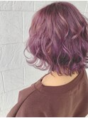 ピンクバイオレット×外ハネミディ_ラベンダーカラー 
