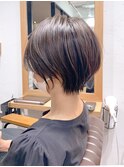 絶壁解消×マロンベージュ×40代×前髪長め大人ショートボブ永