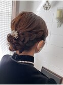 トップ ゆるふわ サイド 編み込み シニヨン ヘアアレンジ