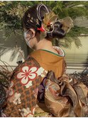 成人式 前撮り ヘアセット 水引 リボン