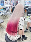 ホワイトベージュブロンドピンクグラデーションカラー