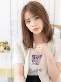 浅草/髪質改善/フェザーバング×ベージュピンクのラフロブヘアh