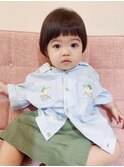 キッズカット/前髪ぱっつんマッシュボブ/キッズスペース子連れ◎