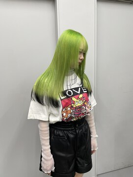 ヴァーディ オモテサンドウ(Vardy omotesando) neo green/緑 裾カラー 蛍光グリーン