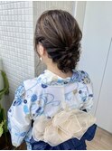 浴衣×シニヨンスタイル音符