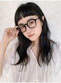 オン眉ロングヘア透明感カラー地毛風カラーブリーチなし前髪小顔