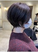 メンテナンスでまとまるショートボブ　くせ毛　Beforeあり