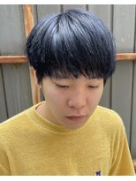 フリーク バーバーショップ 都島店(FREAK BARBER SHOP) 刈り上げないナチュラルマッシュブルーブラックカラー