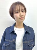 透明感カラー ボブ 前髪 ショート カラー ブリーチ&ダブルカラー