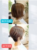 【ショートボブ】くせ毛でもまとまりのいいひし形レイヤーボブ